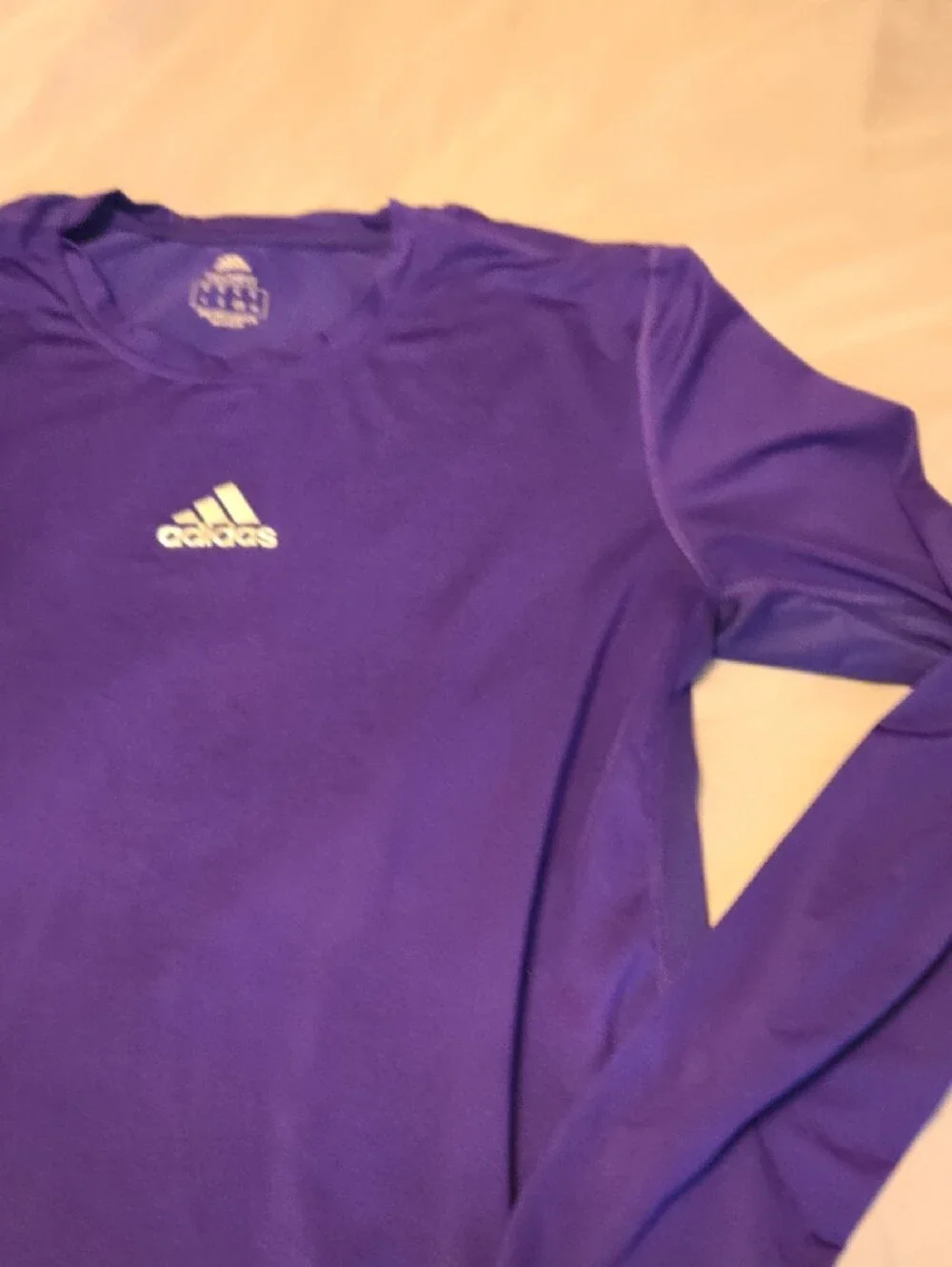 adidas Purple Long-Sleeve Performance Top with White Logo